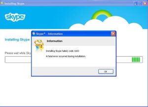 Skype installation Error 1603
